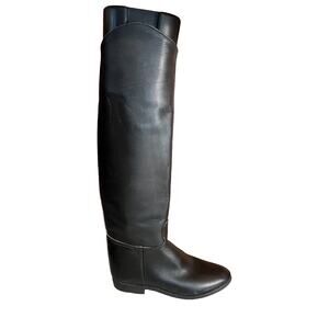 Essex Magic Feather Leather Riding Boots Black 6.5